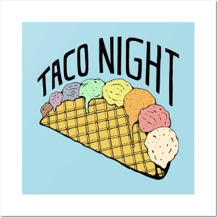 Rainbow Ice Cream Taco Night Posters and Art